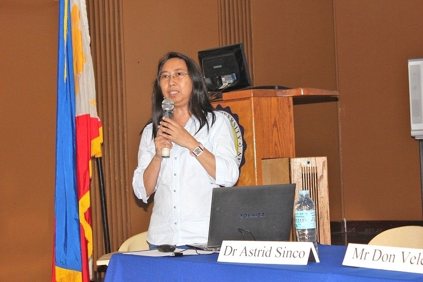Kinaadman assistant director Dr. Astrid Sinco (right) explains the survey results during a public presentation at XU yesterday. (PHOTOS BY NITZ ARANCON)