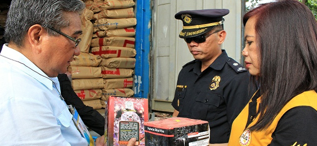 Task force holds two container vans of  firecrackers