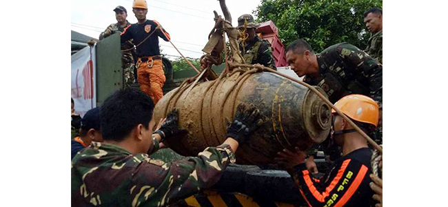 Vintage bomb unearthed in Surigao city