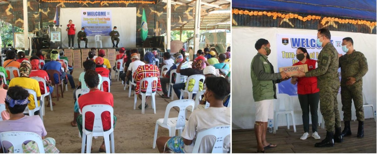 Army, DSWD give food packs to families of 104 ex-NPA rebels