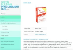 LafargeHolcim Group products listed on procurement website for green builders