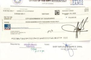 Ozamiz govt sends financial aid worth P750,000 to Tuguegarao