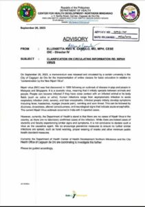 DOH-10 denies Nipah virus claim