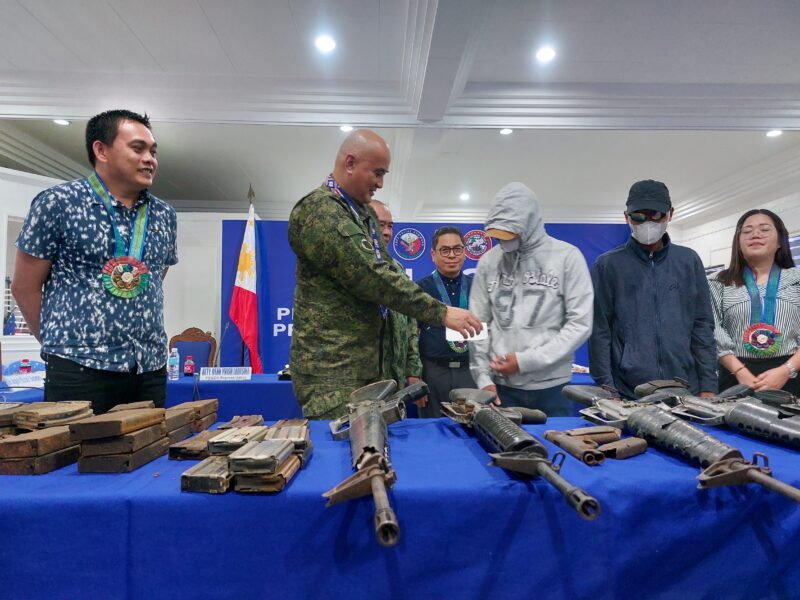Security forces unveil seized guns in anti-insurgency operation