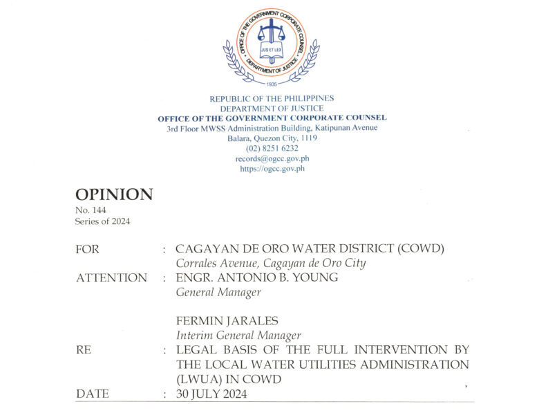 OGCC approves LWUA takeover