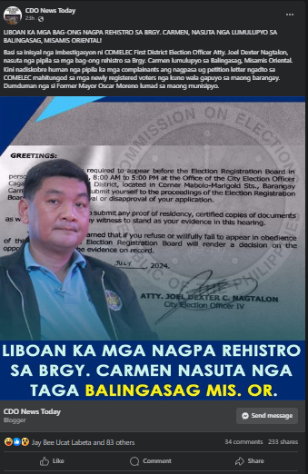 Oro Comelec debunks fake news