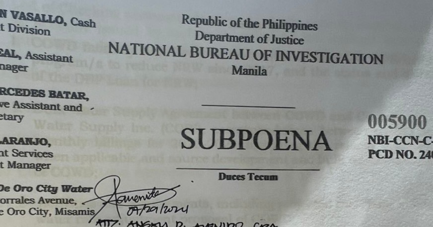 Subpoena by NBI aims to resolve COWD issues