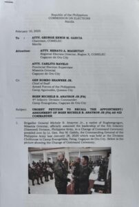 Misor bets seek recall of 4ID commander