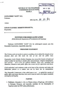 Tagoloan mayoral bet files DQ case against rival