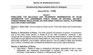 Rufus files fake news bill