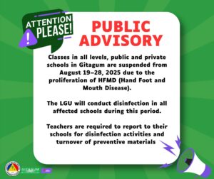 Gitagum cancels classes amid HFMD outbreak
