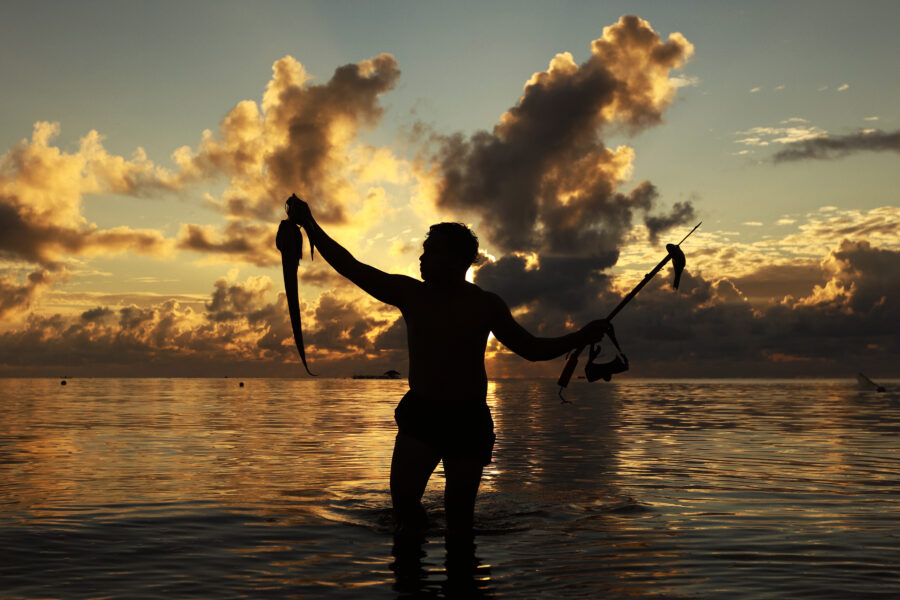 Sunrise spear fishing