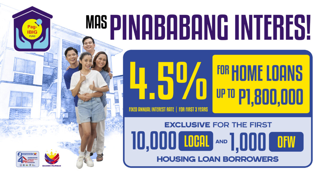 Pag-IBIG Fund to Offer Special 4.5% Rate for Home Loans Up to P1.8 Million