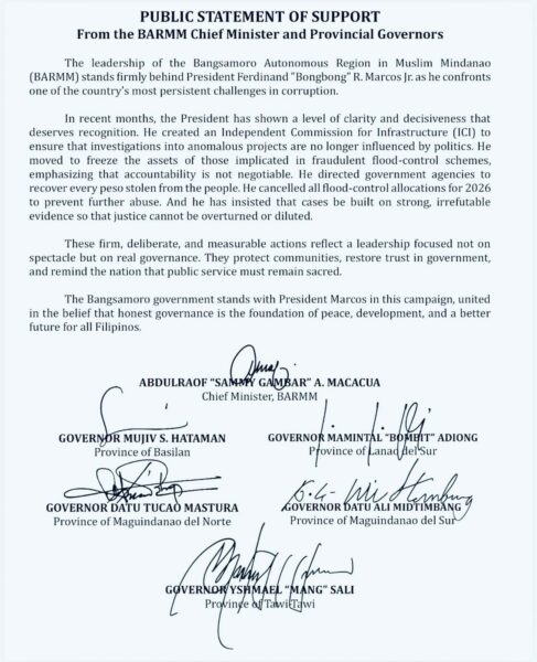 Barmm officials rally behind Marcos’ anti-corruption drive
