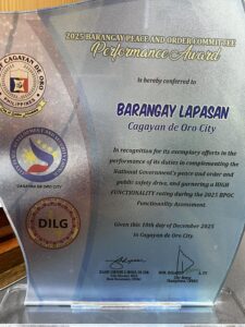 Oro honors Lapasan as top performer in peace and order