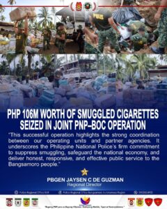 P106-m worth of smuggled cigarettes seized in Maguindanao