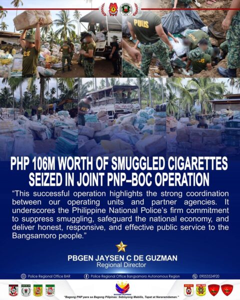 P106-m worth of smuggled cigarettes seized in Maguindanao