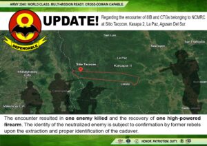 Ranking NPA killed as gov't troopers clash with Reds in Bukidnon