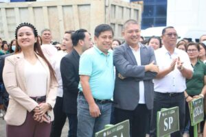 Misamis Oriental officials Celso Abucejo, Princess Emano, Gerry Acain, and Vice Governor Jigjag Pelaez at a public event amid the P1.1-billion provincial budget slash.