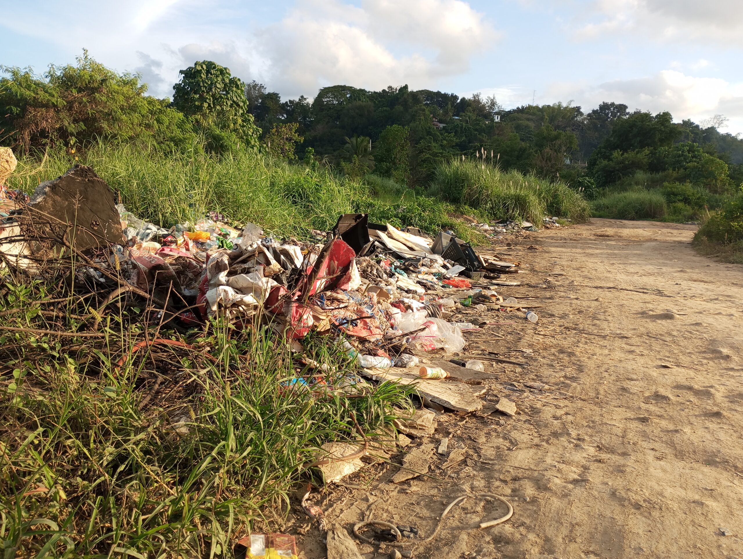 Piles of unregulated garbage and household waste at an illegal dumping site along Bajas Road in Cagayan de Oro City.