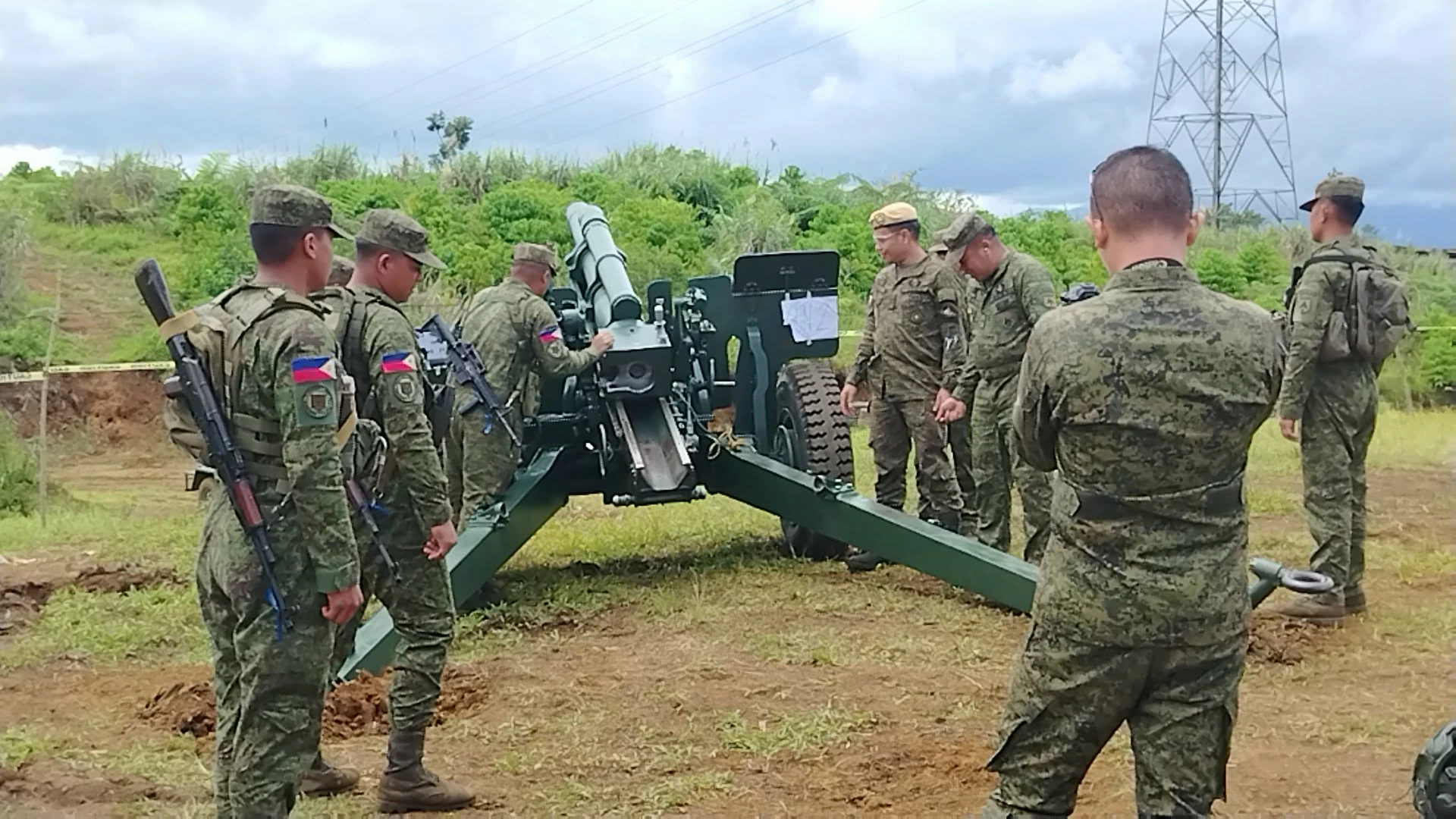 Soldiers of the 11th Field Artillery Bullseye Battalion firing a 105mm howitzer during a live fire exercise at Tower 88, Maguing, Lanao del Sur.