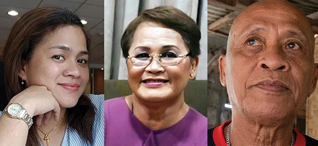 Official portraits of Barangay 31 officials Delia Wabe, Diosdado Wabe, and Lycellie Quilantang, who are facing graft charges in Iligan City for an alleged ghost basketball tournament.