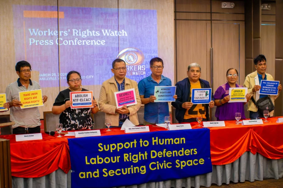 FFW President Sonny Matula presenting the 2025 State of Freedom of Association in the Philippines Report regarding union leader killings.