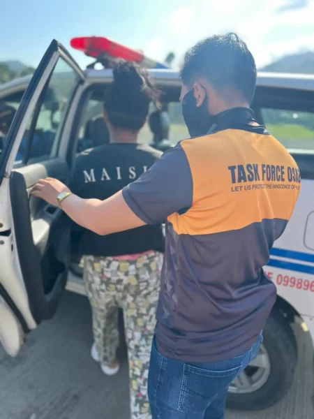 Iligan City Police Task Force and RACU 10 officers conducting an anti-OSAEC rescue operation in Barangay Tubod, Iligan City.