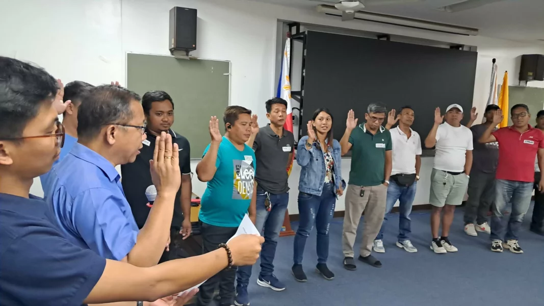 Delivery riders and digital platform workers during the founding assembly of DigitALL Workers Pilipinas–FFW in Quezon City.