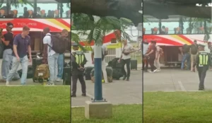 US servicemen in civilian clothes arriving at Lumbia Air Base in Cagayan de Oro for joint humanitarian and disaster response training with the Philippine Army's 4th Infantry Division.