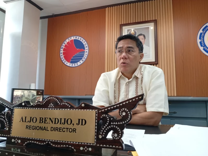 A public utility vehicle (PUV) displaying a fare notice in Cagayan de Oro as LTFRB-10 Director Alexes Joseph Bendijo reminds drivers that additional fares must be voluntary during the 2026 fuel price hike.