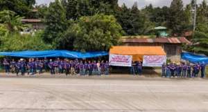 Newtech Pulp workers and FFW members holding a protest picket in Lanao del Norte to demand fair pay and better labor conditions.