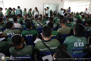Personnel of the Roads and Traffic Administration (RTA) undergoing a surprise drug test conducted by PDEA and the City Information Office at Barangay Carmen Hall in Cagayan de Oro City.