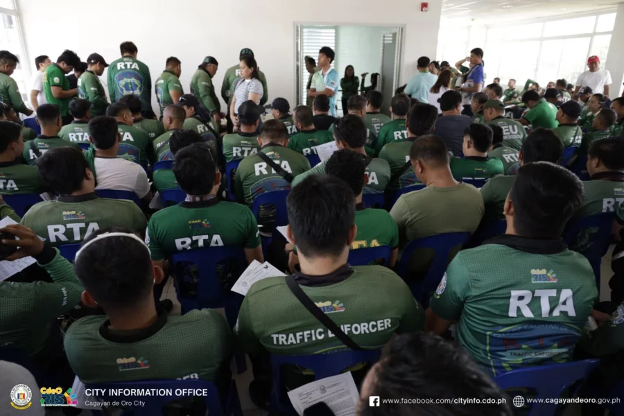 Personnel of the Roads and Traffic Administration (RTA) undergoing a surprise drug test conducted by PDEA and the City Information Office at Barangay Carmen Hall in Cagayan de Oro City.