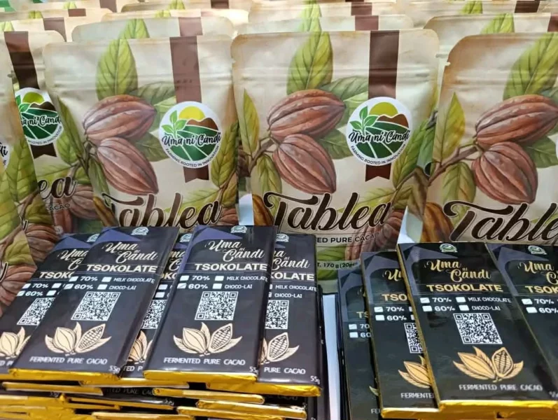 Freshly made cacao-based pastries and chocolate products produced on-site at Uma ni Candi farm.