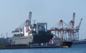 American cargo ship USNS Seay docked at Macabalan Port in Cagayan de Oro City offloading US Marine combat equipment for Balikatan 2026.