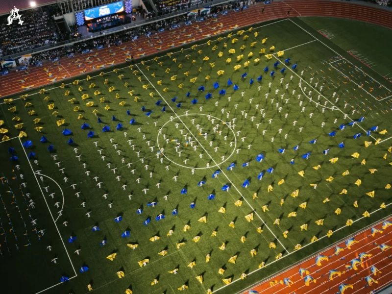 A view of the newly upgraded municipal sports facility and orderly traffic routing during the national games.