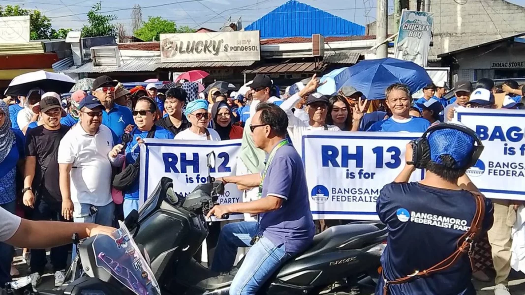 Thousands of Bangsamoro Federalist Party (BFP) supporters gathering for the historic 2026 BARMM parliamentary election COC filing in Cotabato City.