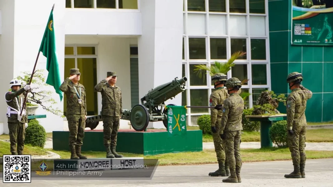 Major General Marlon Angcao accepting the 4th Infantry Division command during the turnover ceremony in Cagayan de Oro.