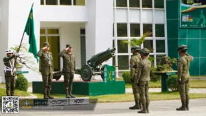 Major General Marlon Angcao accepting the 4th Infantry Division command during the turnover ceremony in Cagayan de Oro.