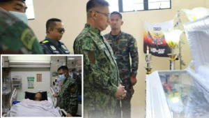 PBGEN Christopher Abecia visiting wounded PNP-SAF trooper Presley Baguiwan in ICU after Lanao del Sur ambush and also visited the wake of SAF trooper PCpl Kelvin Dela Cruz Francisco.