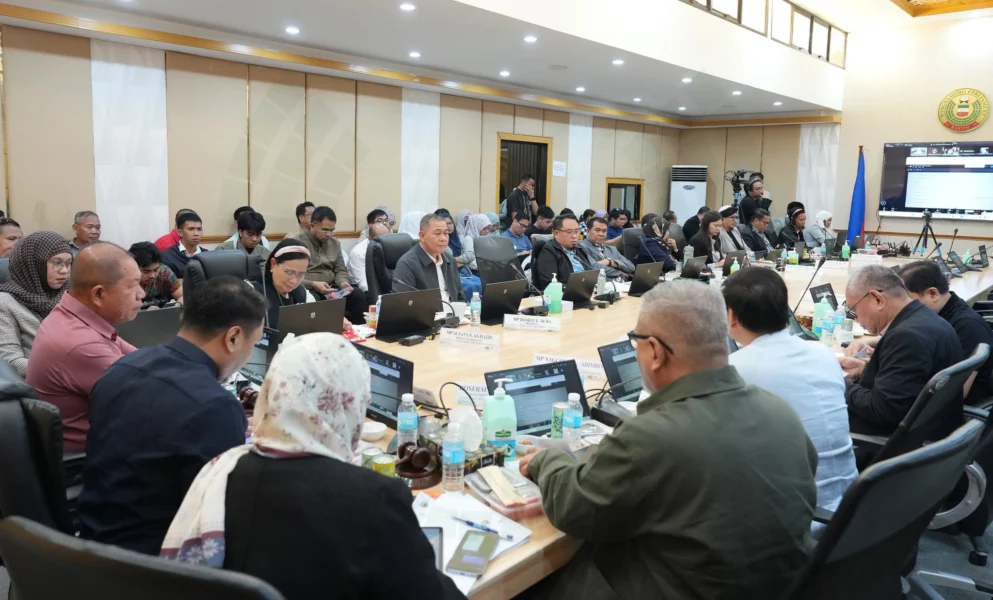 Members of the Bangsamoro Parliament conduct a joint committee hearing to examine MBHTE financial records and fund remittances in Cotabato City.