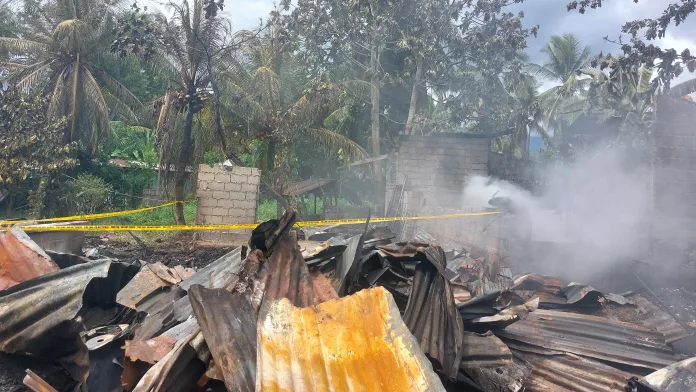 FIRE AFTERMATH. The area where the fire reportedly started is seen after a blaze destroyed 20 houses in Purok 2, Barangay Cabug, Medina, Misamis Oriental, on Tuesday afternoon. Twenty-two families were displaced and are now staying in temporary evacuation sites. Photo by Edwin Iyo.
