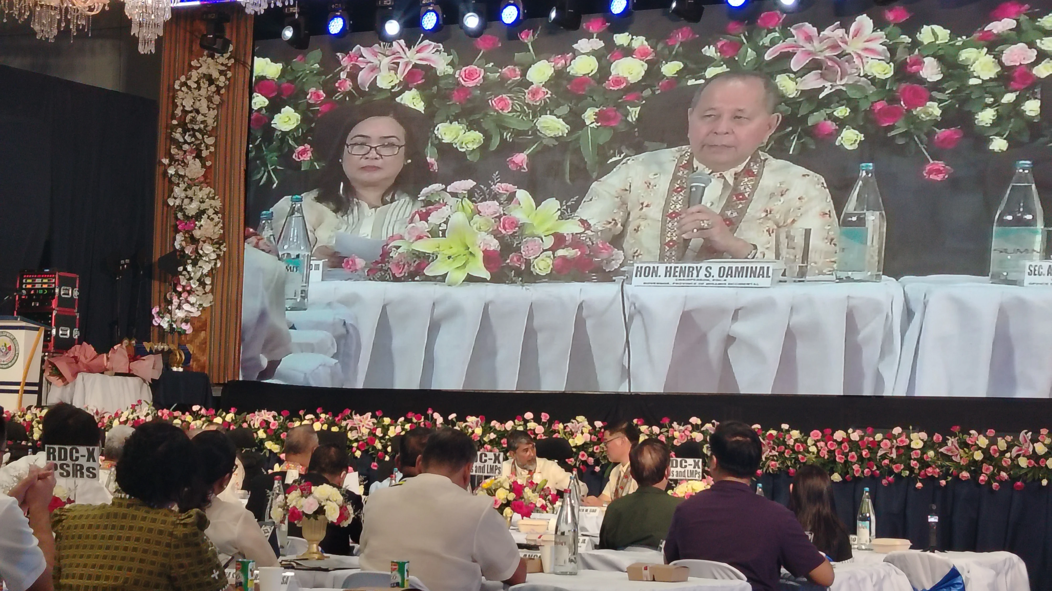Regional Development Council Region 10 Chairperson Governor Henry Oaminal leads a panel discussion at the 145th RDC Full Council Meeting in Cagayan de Oro City.