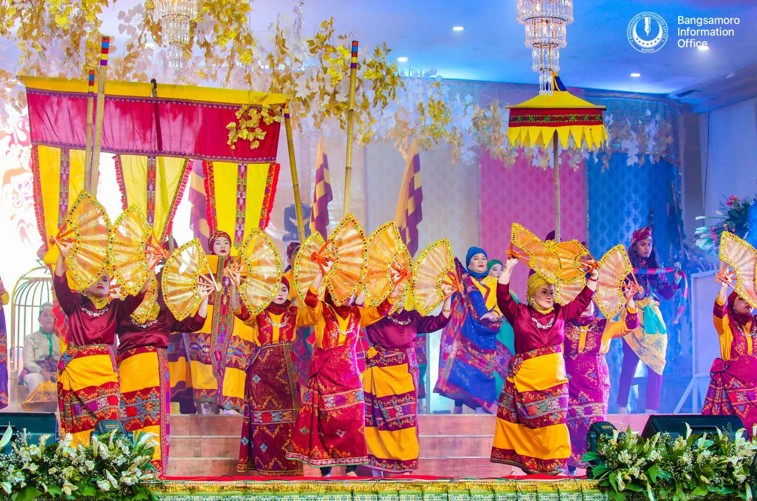 In the heart of the Bangsamoro region, local dancers showcase the "Kapagapir-apir" dance using traditional colored fans and the "kakini-kini" walking style. The unique regional performance highlights the distinct Islamic and cultural heritage unique to communities surrounding Lake Lanao. Photo courtesy of BIO