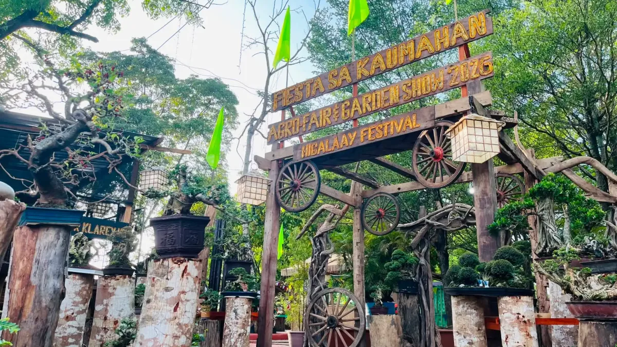A rustic wooden entrance archway welcomes visitors to the Fiesta sa Kaumahan 2026 Agro Fair and Garden Show at Gaston Park in Cagayan de Oro City on Wednesday, Aug. 5, 2026. Organized by the City Agriculture Office as part of the Higalaay Festival, the week-long fair brings together farmers, fisherfolk, plant growers, and food entrepreneurs daily from 8 a.m. to 8 p.m. (Photo courtesy of City Agriculture Office - Cagayan de Oro)