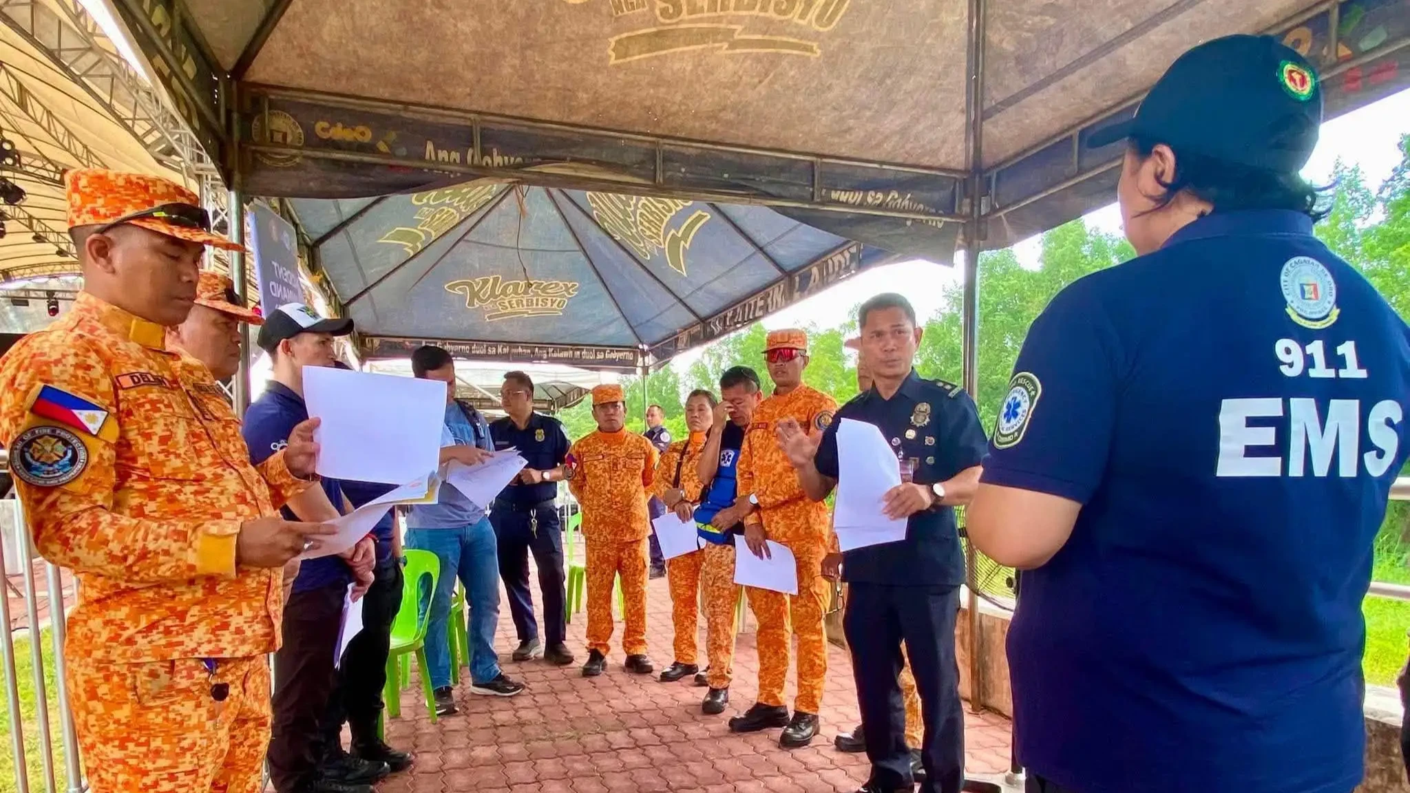 ON FESTIVAL WATCH. Emergency responders activate the Incident Command Post (ICP) at Rio de Oro Boulevard to coordinate security, traffic, and emergency response operations throughout the month-long Higalaay Festival 2026. (Photo courtesy of the Cagayan de Oro City Information Office)