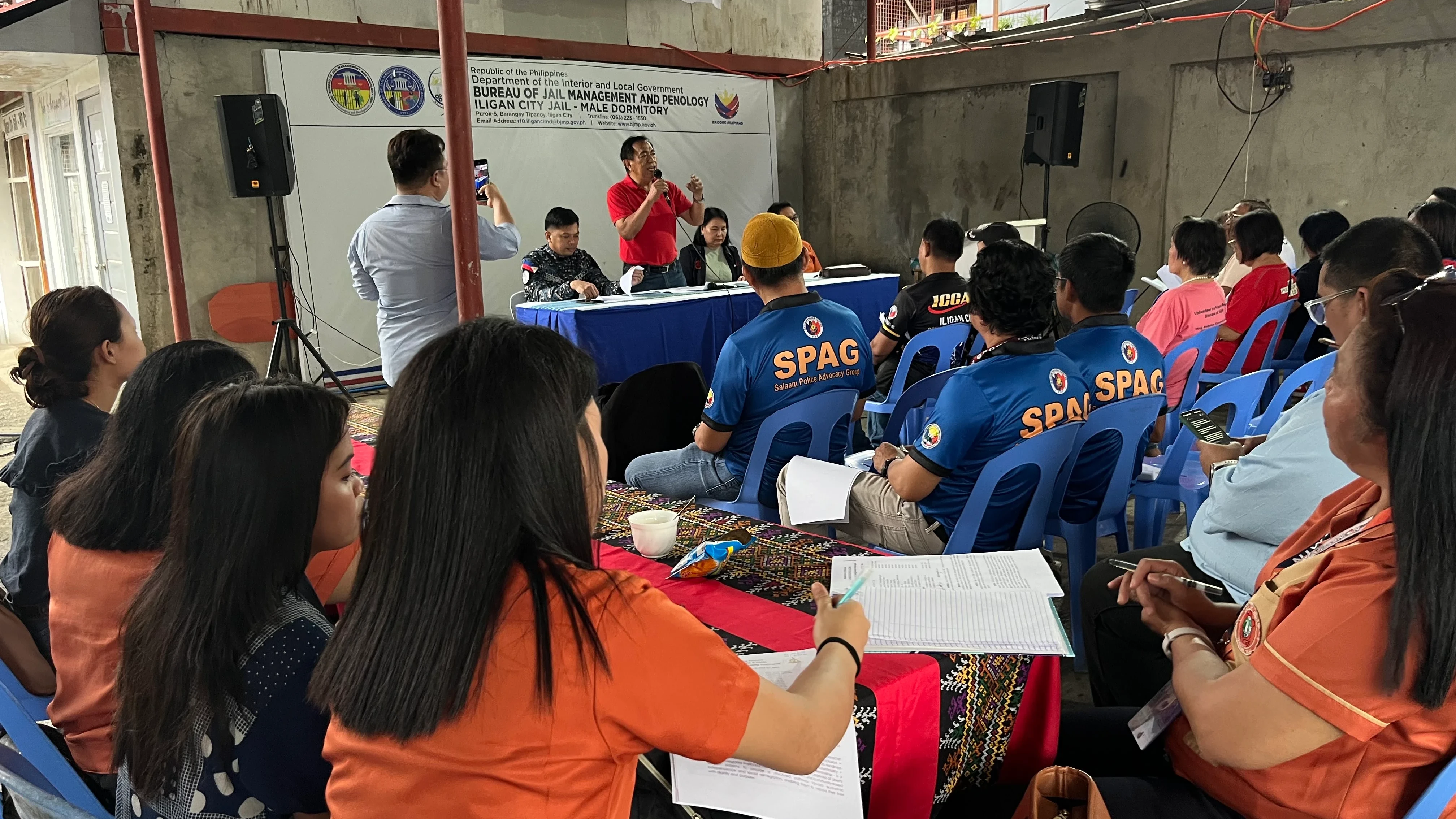 City Councilor Randy Ryan Ong and Senior Inspector Carmelo A. Corsame lead the 4th Public Hearing for the FREEDOM Program Ordinance at the Iligan City Jail–Male Dormitory in Iligan City on Friday, July 24, 2026. The proposed legislative measure successfully passed its first reading during the session, establishing a framework for Reintegration, Empowerment, Education, Development, and Opportunities for Persons Deprived of Liberty (PDLs). (Photo courtesy of BJMP-Iligan City Jail-Male Dormitory)