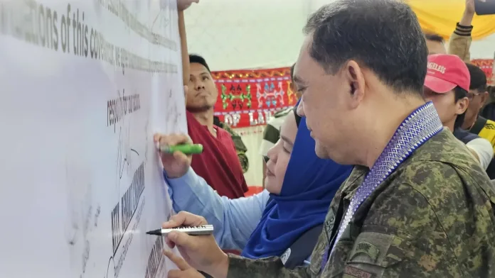 Stakeholders from government agencies, security forces, political parties, religious groups and communities join the Unity Walk in Marawi City on August 10, 2026, as part of efforts to promote peaceful and orderly 2026 Bangsamoro Parliamentary Elections. (Photo by 101st Infantry Brigade)