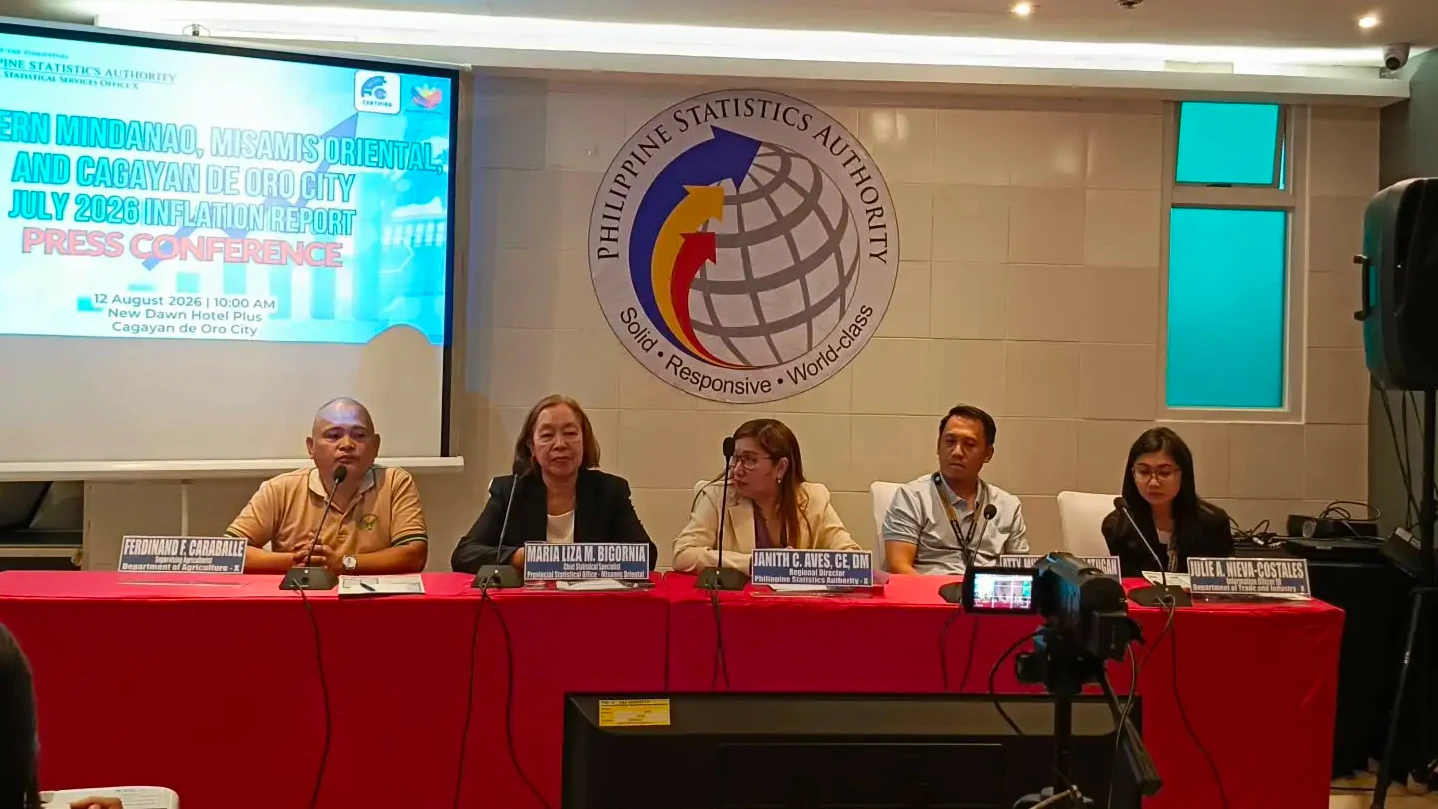 Officials from various key government offices led by Philippine Statistics Authority Region 10 present the regional inflation data during a press conference at New Dawn Hotel Plus in Cagayan de Oro City. (Photo by Dave Achondo)
